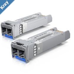 Ubiquiti UniFi 2 Pack10 Gbps SingleMode Optical Module Singlemode Duplex Fiber Transceiver Duplex LC Connect Up to 10 km Incl 2Yr Warr