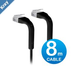 UniFi Patch Cable 8m Black Both End Bendable to 90 Degree RJ45 Ethernet Cable Cat6 UltraThin 3mm Diameter UCablePatch8MRJ45BK