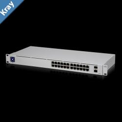 Ubiquiti UniFi 24 port Managed Gigabit Switch  24x Gigabit Ethernet Ports with 2xSFP  Touch Display  Fanless  GEN2 Incl 2Yr Warr