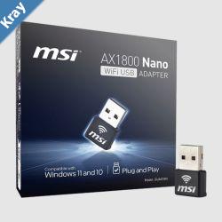 MSI GUAX18N AX1800 WiFi USB Adapter 2.4GHz  5GHz 2x Dual Antennas USB 2.0 Windows 10  11