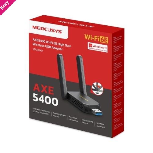 Mercusys AXE5400 Wi-Fi 6E High-Gain Wireless USB Adapter (MA86XH)