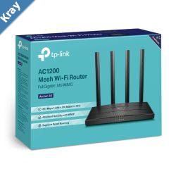 TPLink Archer A6 AC1200 Wireless MUMIMO Gigabit Router OneMesh DualBand WiFi  867 Mbps at 5 GHz and 300 Mbps at 2.4 GHz band