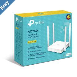 TPLink Archer C24 AC750 DualBand WiFi Router 2.4GHz 300Mbps 5GHz 433Mbps 4xLAN 1xWAN 4xAntennas WPS Router Access Point and Range Extender Modes