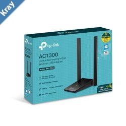 TPLink Archer T4U Plus AC1300 High Gain Dual Band WiFi USB AdapterSPEED 867 Mbps at 5 GHz  400 Mbps at 2.4 GHzSPEC 2 High Gain External Anten