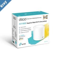 TPLink Deco X20 1packAX1800 Whole Home Mesh WiFi 6 System Up To 200 sqm Coverage WIFI6 1201Mbps  5Ghz 574Mbps  2.4 GHz OFDMA MUMIMO WIFI