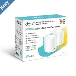 TPLink Deco X202pack AX1800 Whole Home Mesh WiFi 6 System Up To 370 sqm Coverage WIFI6 1201Mbps  5Ghz 574Mbps  2.4 GHz OFDMA MUMIMO WIFI