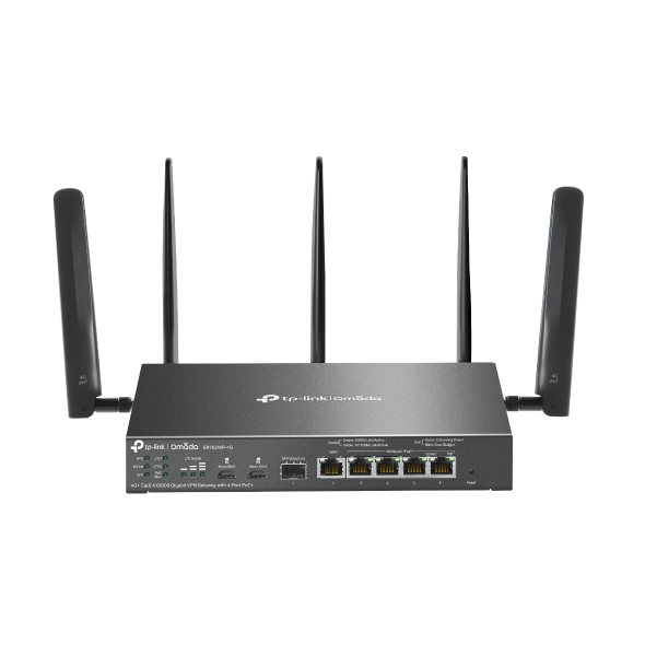 TPLink ER706WP4G Omada 4G Cat6 AX3000 Gigabit VPN Gateway with 4Port PoE 574Mbps at 2.4 GHz  2402 Mbps at 5 GHz HE160 WiFi Speed 300 Mbps D