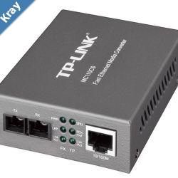 TPLink MC110CS 10100Mbps SingleMode Media Converter Convert 100BASEFX Fiber to 100BaseTX Copper Media Extends Fiber Distance Up To 20km