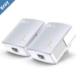 TPLink TLPA4010 KIT AV600 Powerline Ethernet Adapter Starter Kit 600Mbps HomePlug AV 1xLAN Port 300m Range Plug  Play Mini Size