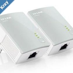 TPLink TLPA411 KIT AV600 Nano Powerline Adapter Starter Kit HomePlug AV 1x100Mbps LAN 300m Range Miniature Design Plug  Play