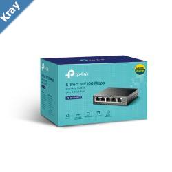 TPLink TLSF1005LP 5Port 10100Mbps Desktop Switch with 4Port PoE 41W IEEE 802.3af compliant 1Gbps Switching
