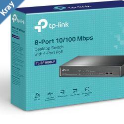 TPLink TLSF1008LP 8Port 10100Mbps Desktop Switch with 4Port PoE Up To 41W For all PoE Ports