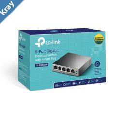 TPLink TLSG1005P 5Port Gigabit Desktop Switch with 4Port PoE 56W