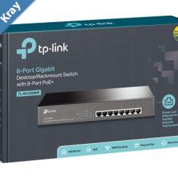 TPLink TLSG1008MP 8Port Gigabit DesktopRackmount Switch with 8Port PoE Replacement model of TLSG1008PE