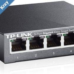 TPLink TLSG105E 5Port Gigabit Desktop Easy Smart Switch 5 101001000Mbps RJ45 Ports MTUPortTagbased VLAN QoS IGMP Snooping