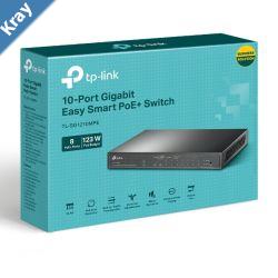 TPLink TLSG1210MPE 10Port Gigabit Easy Smart Switch with 8Port PoEPORT 8 Gigabit PoE Ports 2x Gigabit NonPoE Ports 1 Combo Gigabit SFP S