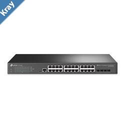 TPLink TLSG3428 JetStream 24Port Gigabit L2 Managed Switch with 4 SFP Slots IGMP Snooping QoS Rack Mountable Fanless Support Omada Controller