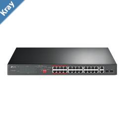 TPLink TLSL1226P 24Port 10100Mbps  2Port Gigabit Unmanaged PoE Switch  Up To 250W For all PoE Ports Up To 30W Each PoE Port