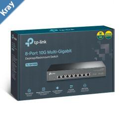 TPLink TLSX1008 8Port 10G DesktopRackmount Switch 160Gbps Intelligent Fan Noise adjustment Metal Casing Plug and Play