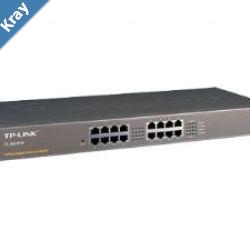TPLink TLSG1016 16Port Gigabit Rackmount Unmanaged Switch energyefficient Supports MAC 19inch rackmountable steel case 32Gbps Switching Capacity