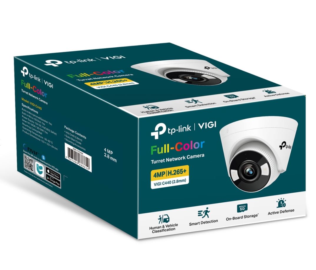 TPLink VIGI 5MP C4502.8mm  FullColour Turret Network Camera 2.8mm Lens Smart Detection 2YW