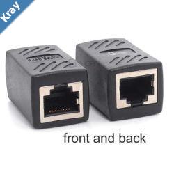 Oxhorn RJ45 Ethernet Inline 8 pins Coupler  Joiner Female to Female FF Gold plated connections Black Retail bag