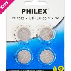 Sansai Lithium Button Coin Battery 3V -CR2032 -4 pack for Motherboard Danger of swallowing Keep batteries away from young children at all times