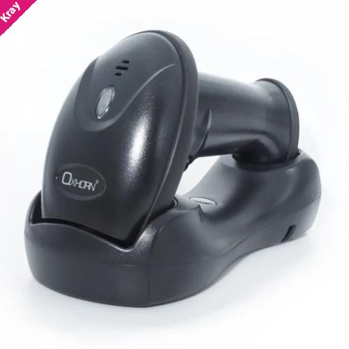 Oxhorn Wireless 2.4G Bluetooth 5.0 2D Barcode Scanner Commercial Grade USB Fast reliable Plug&Play 5V 1A  Sensor Pixel rechargeable battery Black