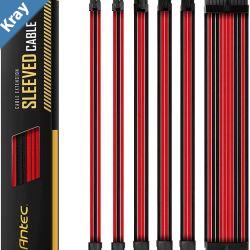 Antec PSU   Sleeved Extension Cable Kit V2  Red  Black. 24PIN ATX 44 EPS 8PIN PCIE 6PIN PCIE Compatible with Standard PSU LS
