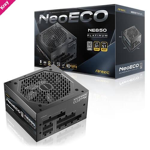 Antec NE 850P AU, 850W, 80 PLUS Platinum, ATX 3.1, PCIe 5.1 (12V-2x6), Full Modular, Active PFC, 120mm FDB Fan, 10Y Warranty