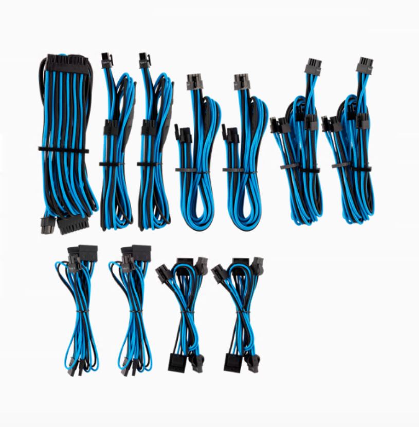For Corsair PSU  BLUEBLACK Premium Individually Sleeved DC Cable Pro Kit Type 4 Generation 4