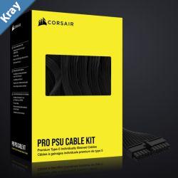 For Corsair PSU  Premium Individually Sleeved DC Cable Pro Kit Type 5 Generation 5 BLACK