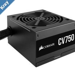 Corsair 750W CV Series CV750 80 PLUS Bronze Certified Up to 88 Efficiency  Compact 125mm design easy fit and airflow ATX PSU Promo LS