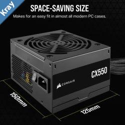 Corsair 550W CX Series 80 PLUS Bronze Certified Up to 88 Efficiency  Compact 125mm design easy fit and airflow ATX PSU 2023