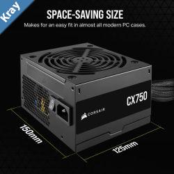 Corsair 750W CX Series 80 PLUS Bronze Certified Up to 88 Efficiency  Compact 125mm design easy fit and airflow ATX PSU 2024