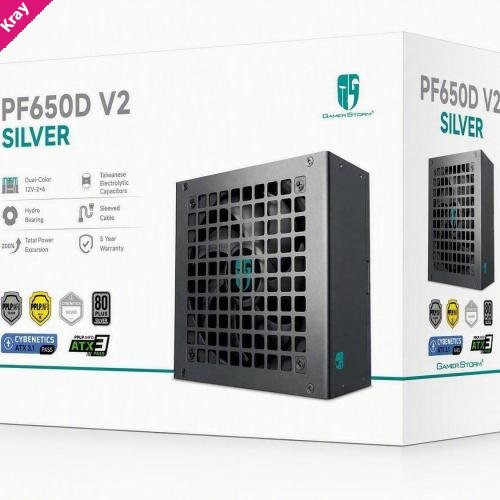 DeepCool PF650D V2 650W  Gamer Storm 80+ Silver/Cybenetics Non-Modular ATX Power Supply, Taiwanese Capacitors, ATX12V V3.1