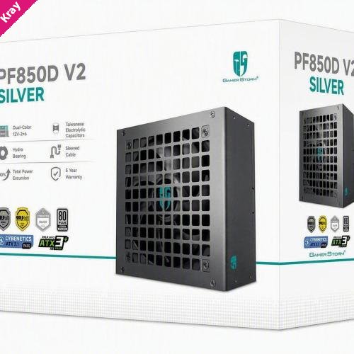 DeepCool PF850D V2 850W Gamer Storm 80+ Silver/Cybenetics Non-Modular ATX Power Supply, Taiwanese Capacitors, ATX12V V3.1