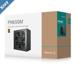 DeepCool PN650M 650W 80 Gold Certified Fully Modular ATX Power Supply 120mm Fan Japanese Capacitors DC to DC ATX12V V3.1 100000 MTBF 90 EFF