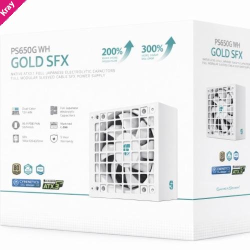 DeepCool PS650G WH 650W Gamer Storm SFX ,Full Japanese Electrolytic Capacitors, Cybenetics Platinum /PPLP Gold, Fluid Dynamic Bearing