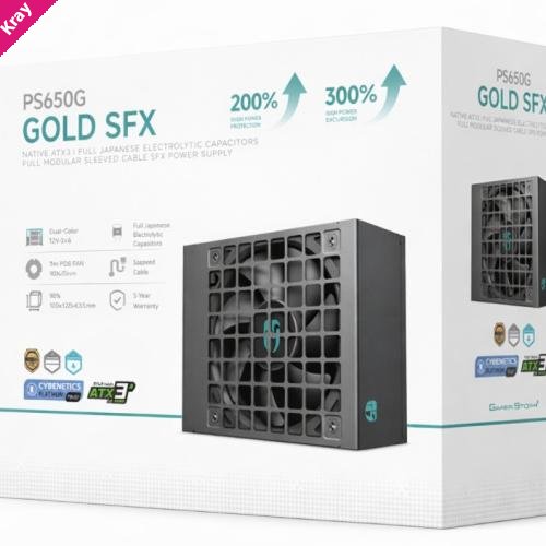 DeepCool PS650G 650W Gamer Storm SFX ,Full Japanese Electrolytic Capacitors, Cybenetics Platinum /PPLP Gold, Fluid Dynamic Bearing