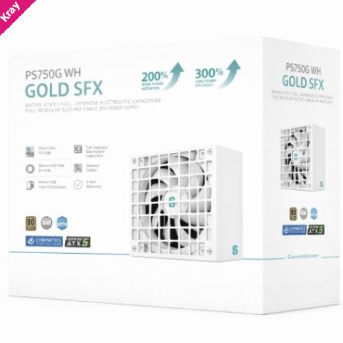 DeepCool PS750G WH 750W Gamer Storm SFX ,Full Japanese Electrolytic Capacitors, Cybenetics Platinum /PPLP Gold, Fluid Dynamic Bearing