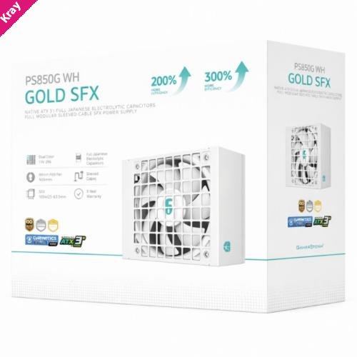 DeepCool PS850G WH 850W Gamer Storm SFX ,Full Japanese Electrolytic Capacitors, Cybenetics Platinum /PPLP Gold, Fluid Dynamic Bearing