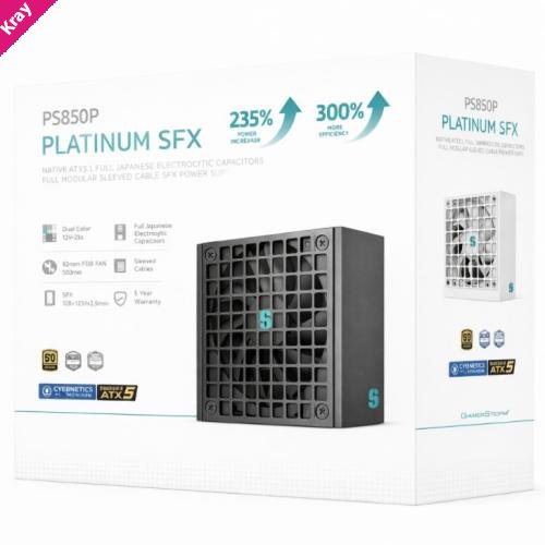 DeepCool PS850P 850W Gamer Storm SFX12V V4.1 & ATX12V V3.1M Full Japanese Electroyltic Capacitors, Cybenetics Platinum/PPLP 115V Platinum