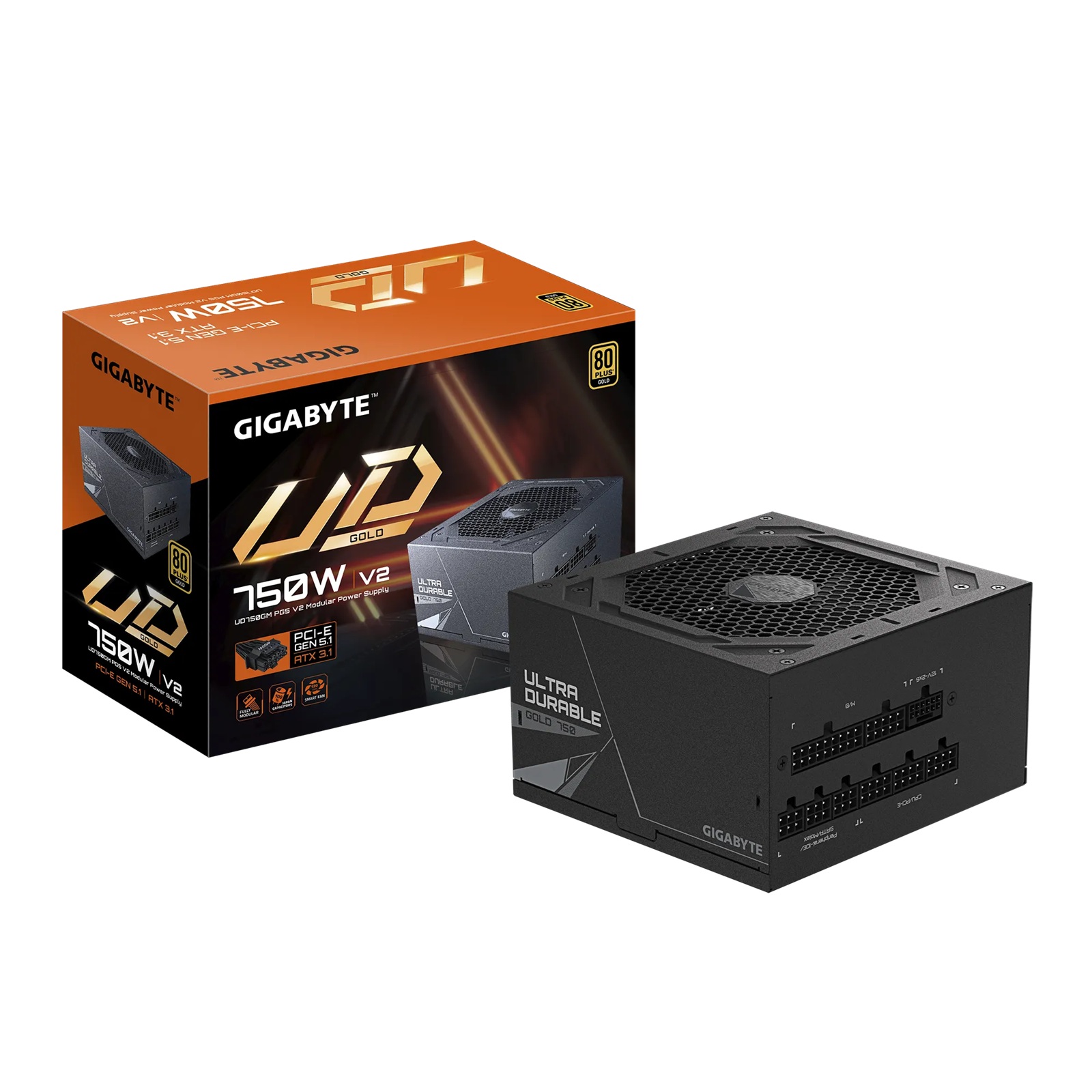 Gigabyte UD750GM PG5 V2 750W ATX PSU Power Supply  80 Gold 90  Black Embossed Cables 100240 Vac  100K Hrs NEW Gigabyte UD750GM PG5 V2 750W ATX PSU Power Supply  80 Gold 90  Black Embossed Cables 100240 Vac  100K Hrs NEW