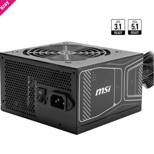MSI MAG A750GN PCIE5 Bulk – 750W, ATX, 80+ Gold, non modular, PCIe 5.1 16-pin, 2x PCIe 6+2, 4x SATA, 120mm sleeve fan, OCP/OVP/OPP/OTP/SCP, 100–240V
