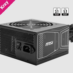 MSI MAG A850GN PCIE5 850W Up to 90% (80 Plus Gold) ATX Power Supply Unit, PFC, 100~240 VAC, 850W, 47-63Hz, PCI-E, SATA(LS)