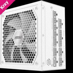 MSI MAG A1000GL PCIE5 ATX Power Supply Unit, 80 PLUS Gold, Fully modular flat cables, 0 RPM Mode, Active PFC design White