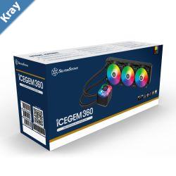 Silverstone IceGem 360 highperformance ARGB AIO liquid cooler with 3 x 120mm ARGB fans
