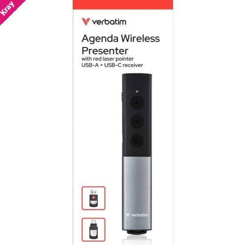 Verbatim Agenda Wireless Presenter with Red Laser Pointer