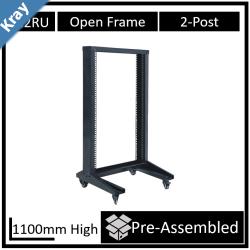 LDR Flat Packed 22U 2Post Open Frame Rack Black Metal Construction